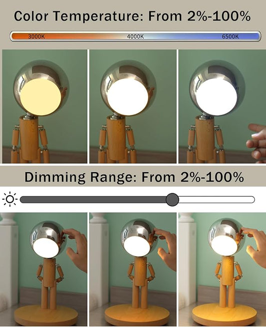 Rechargeable Wooden Robot Desk Lamp with Touch Control
