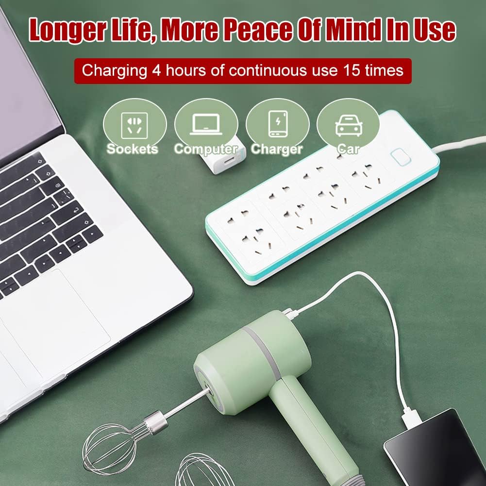 Rechargeable Handheld Blender Mixer with 3 Attachments