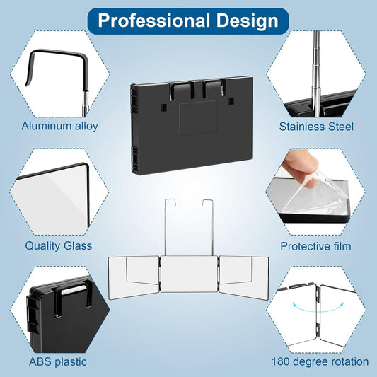 Trifold Adjustable Hanging Mirror With LED Light