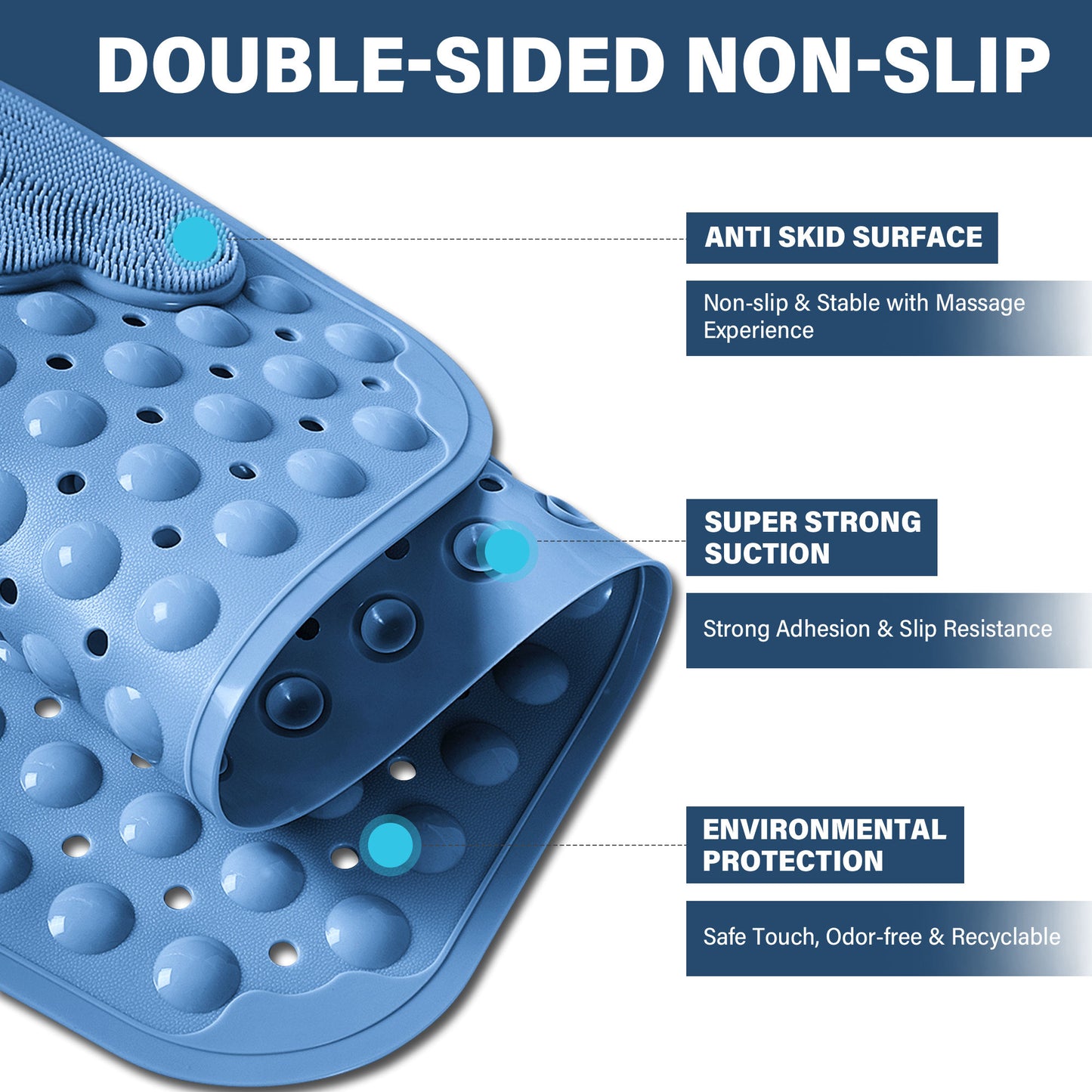 Anti Skid Bath Mat with Foot Scrubber