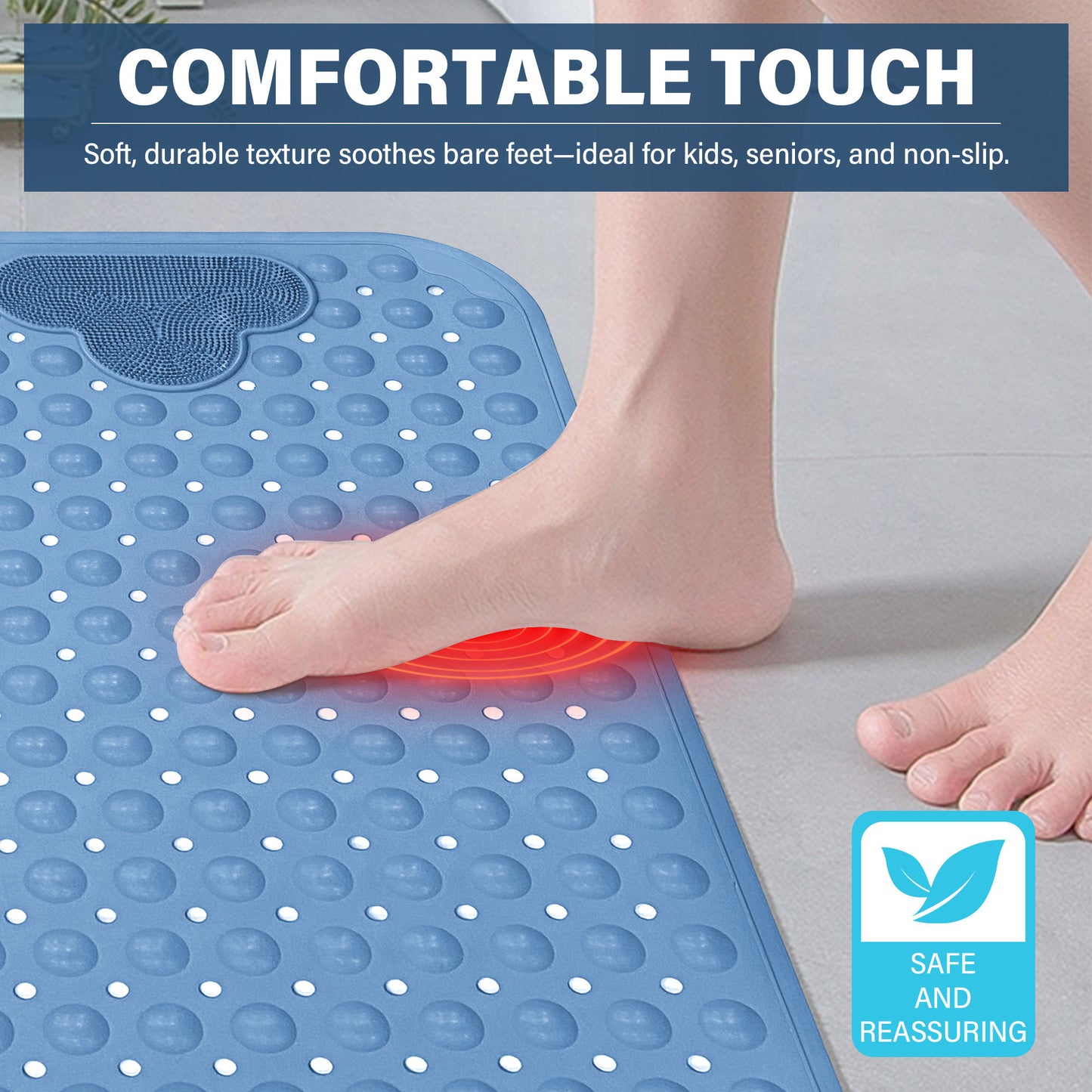 Anti Skid Bath Mat with Foot Scrubber