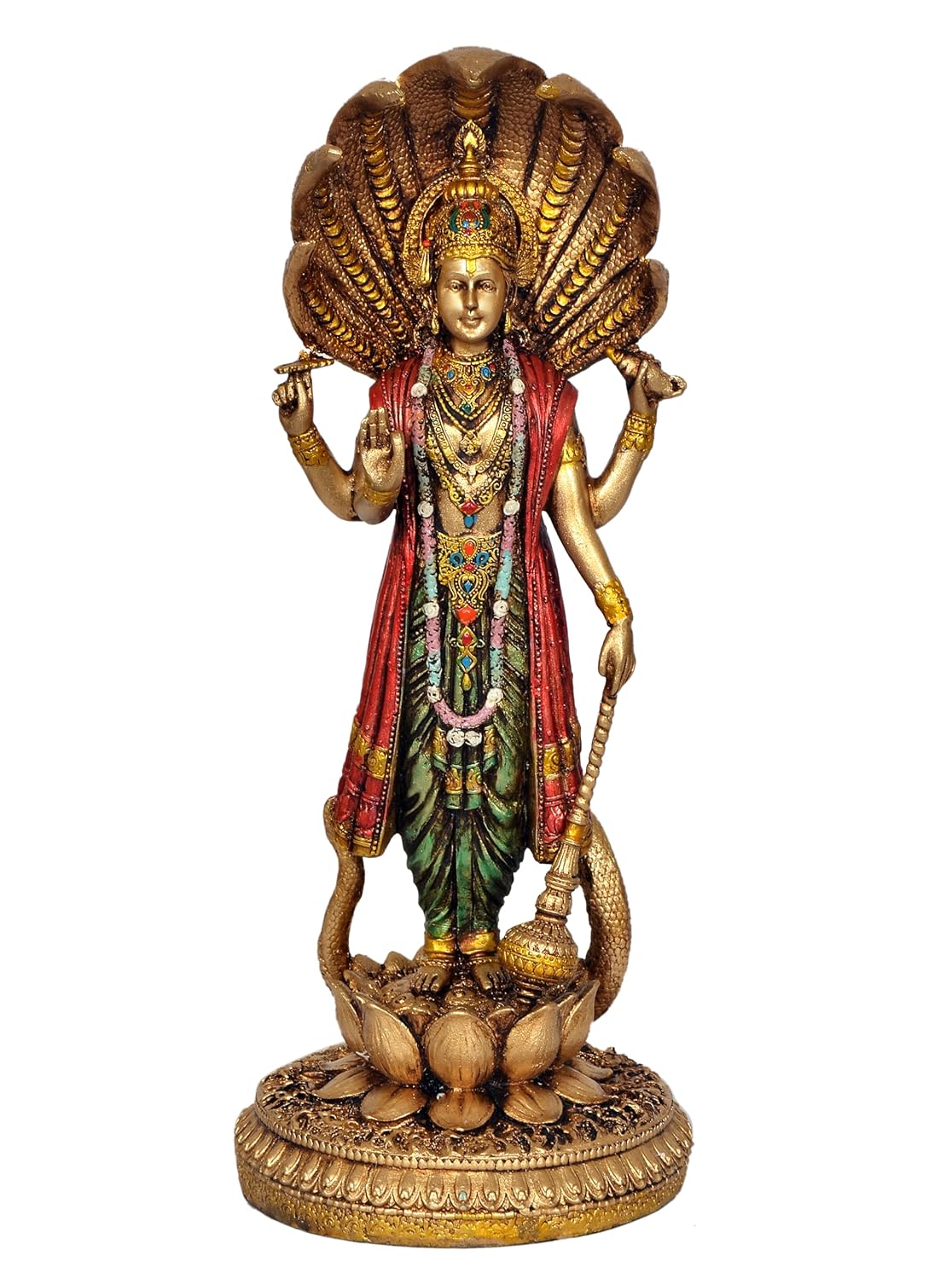 Lord Vishnu Standing Idol  Antique Finish - 12 Inch