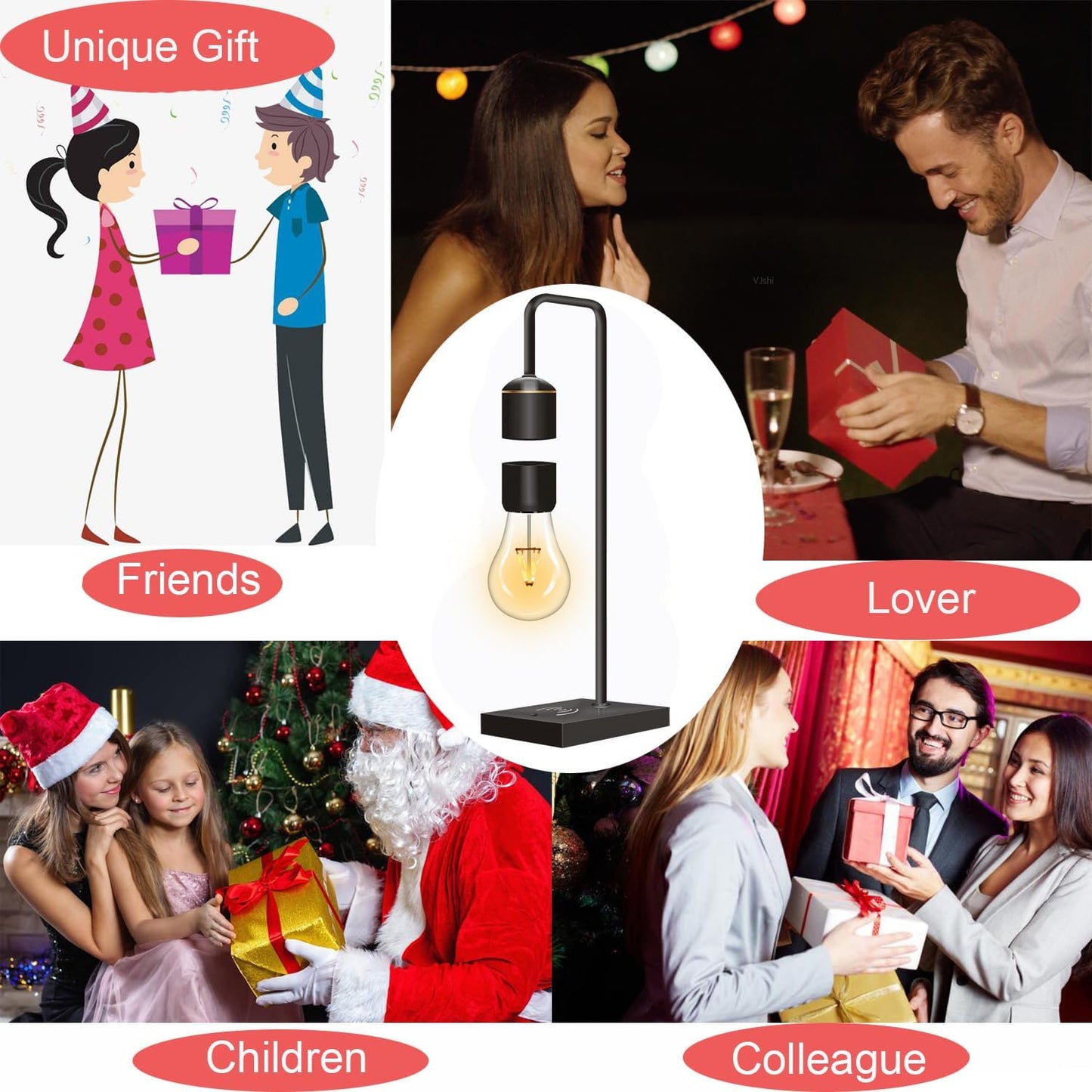 Magnetic Levitating Lamp with Built-In Wireless Charger,