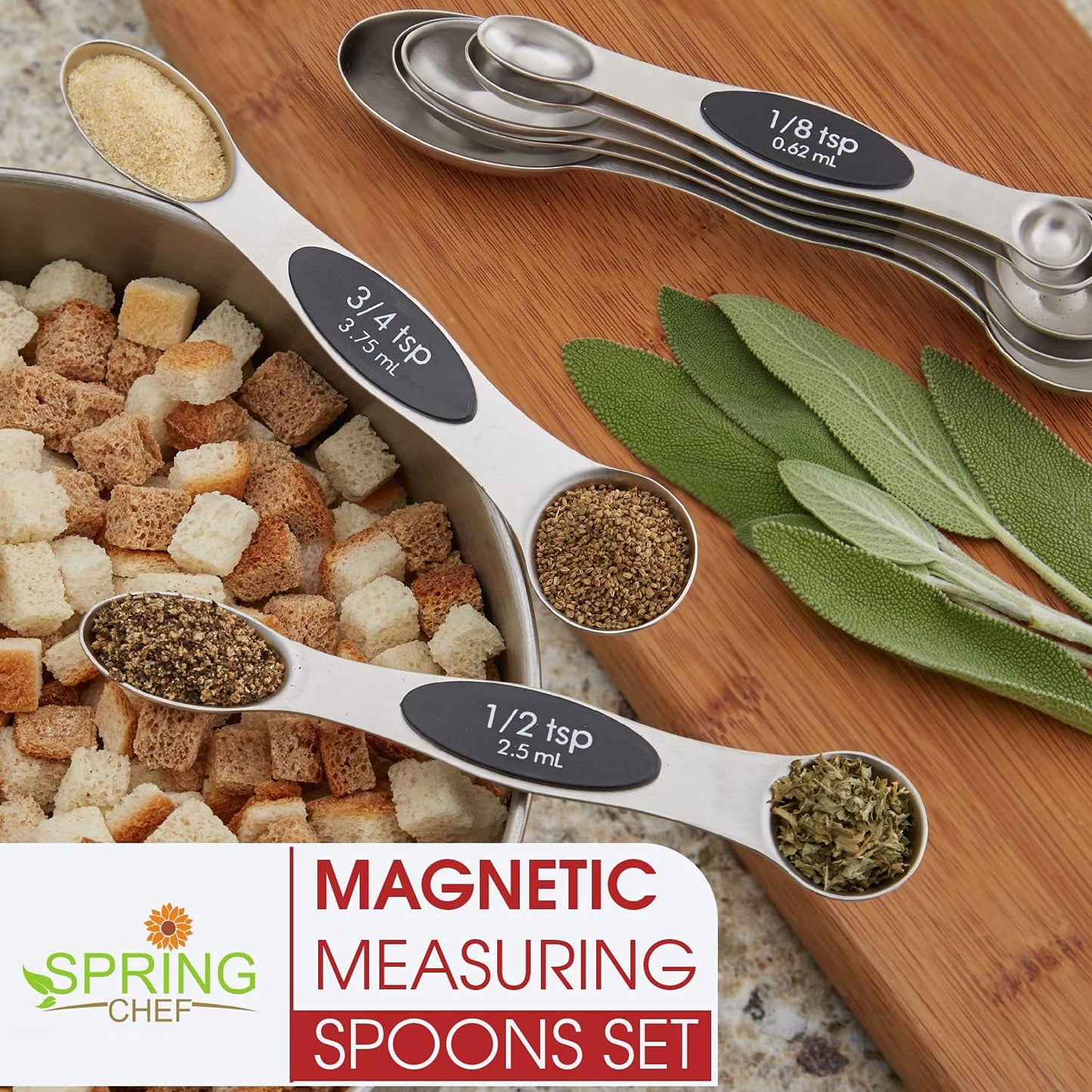Double Sided Magnetic Stainless Steel Measuring Spoon