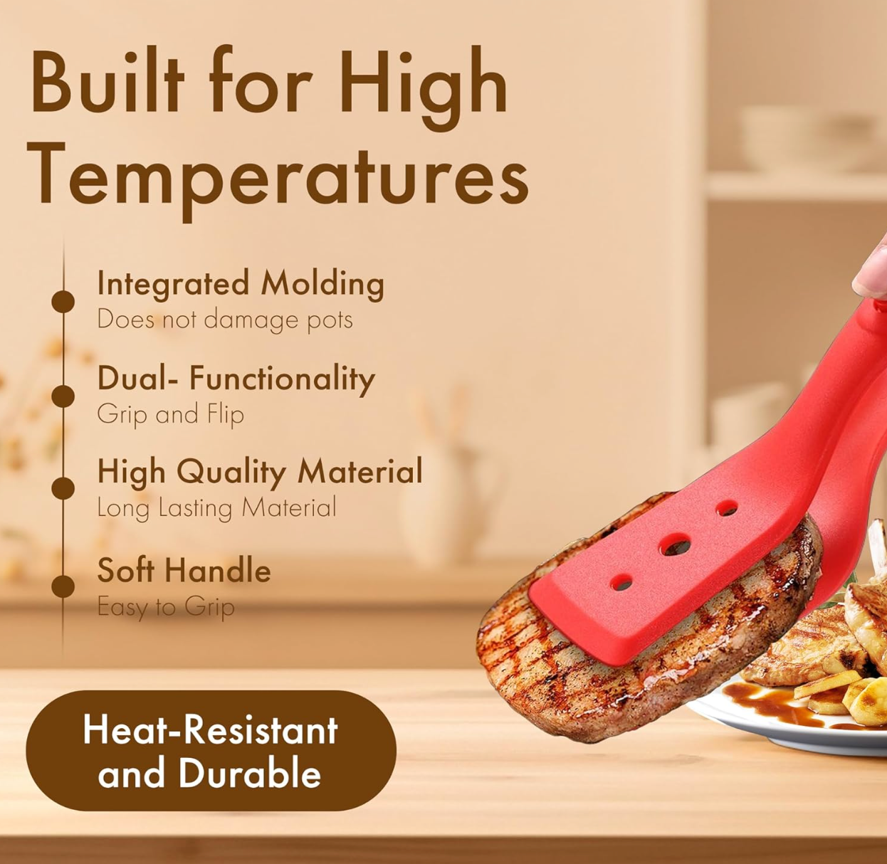 2-In-1 Multi-Function Silicone Steak Clip Flip Spatula