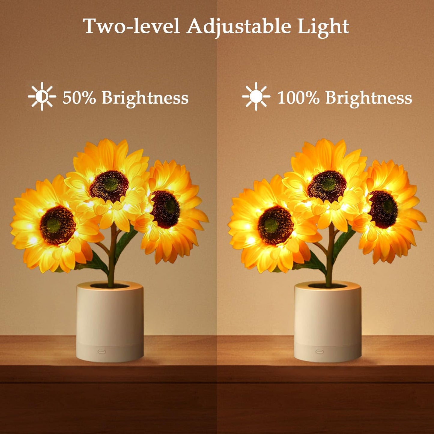 Wireless Sunflower Night Light Lamp (3 Flower Heads)