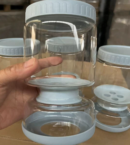 Double Layer Drain Design Glass Pickle Jar