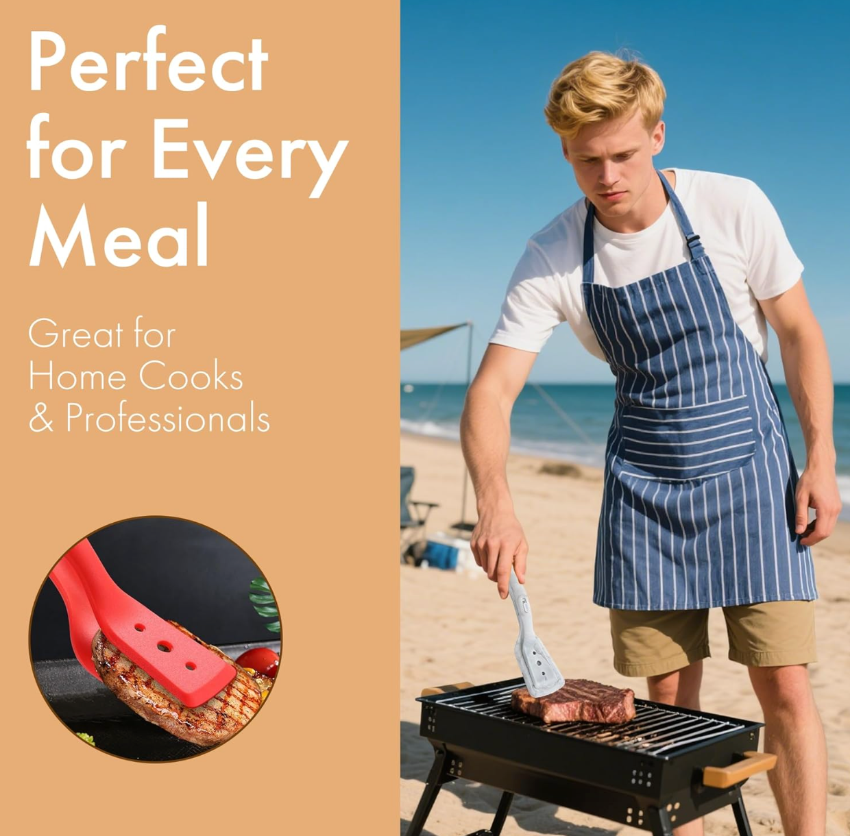 2-In-1 Multi-Function Silicone Steak Clip Flip Spatula
