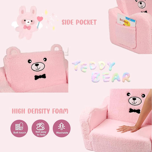 2-in-1 Plush Fold-Out Toddler Couch