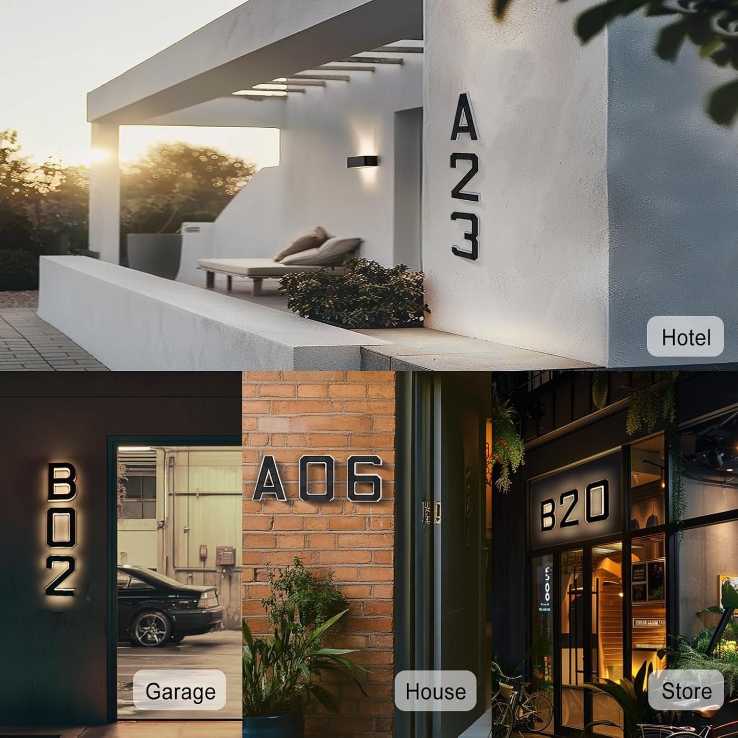 Solar Powered LED Waterproof House Number Light