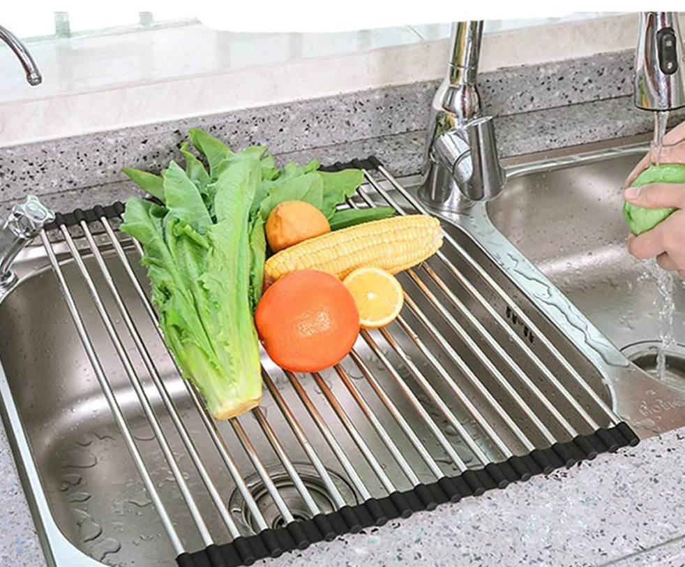 Stainless Steel Draining Rack With Silicone Edge