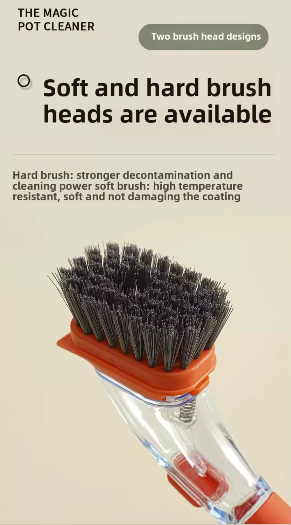 Hand Press Spillproof Dish Cleaning Brush