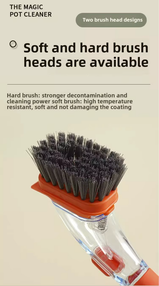 Hand Press Spillproof Dish Cleaning Brush