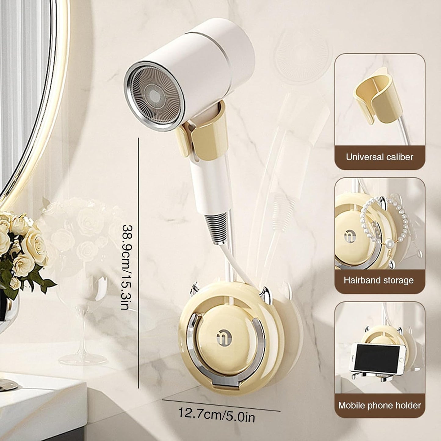 Wall Mounted Hair Dryer Holder