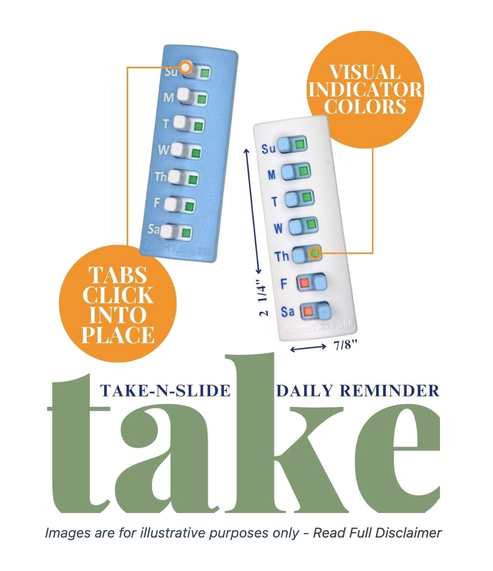 Reusable Non-Toxic Plastic Pill Tracker & Reminder