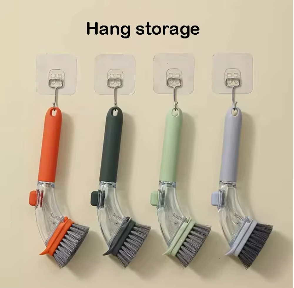 Hand Press Spillproof Dish Cleaning Brush