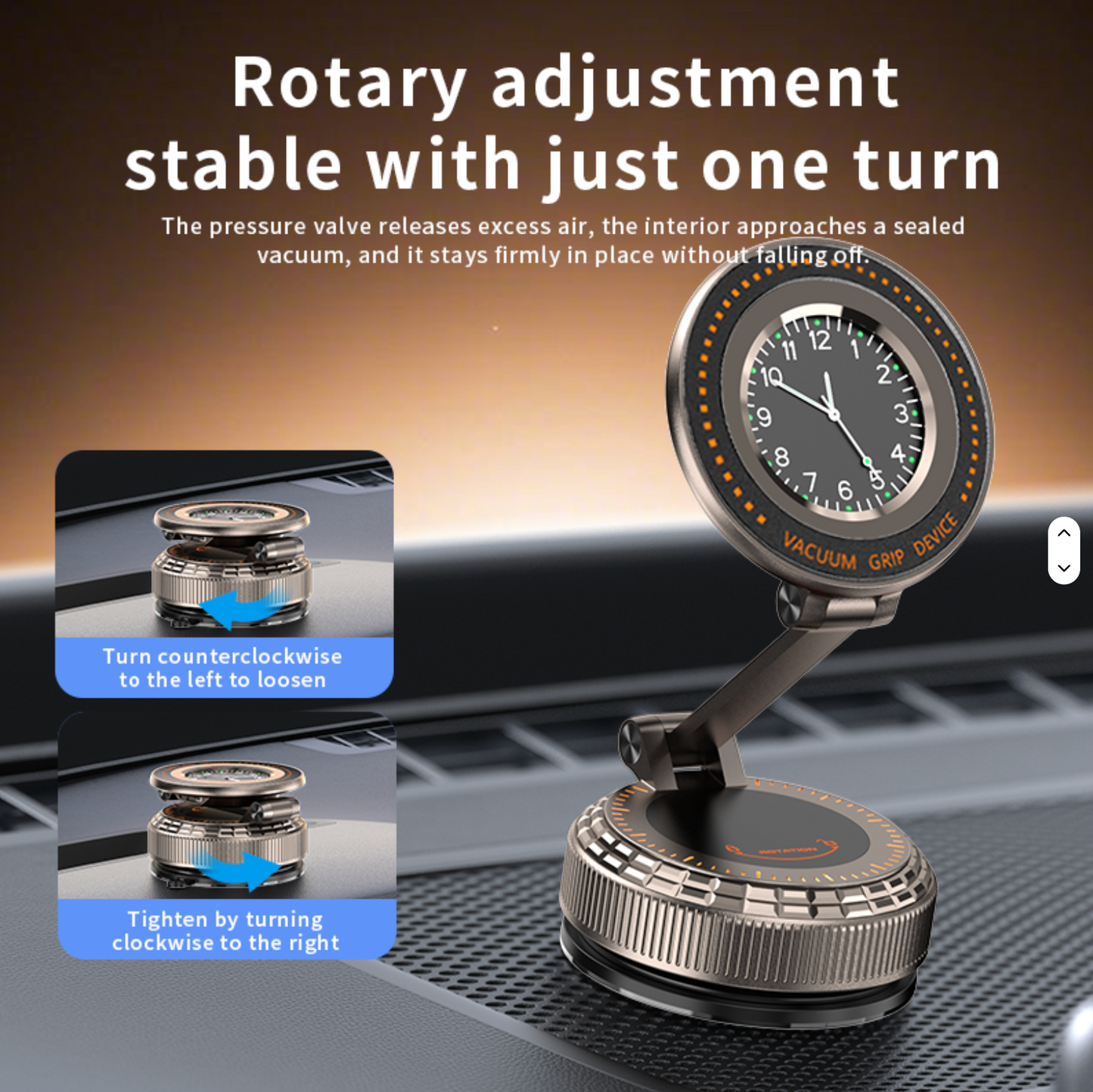 Double-Sided Vacuum Suction Cup Mount With Watch