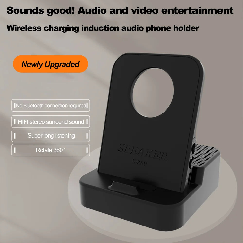 Portable Wireless Induction Speaker With Phone Stand