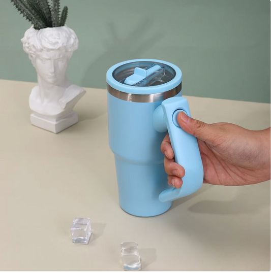 Double Wall Insulated Tumbler with Rotating Handle