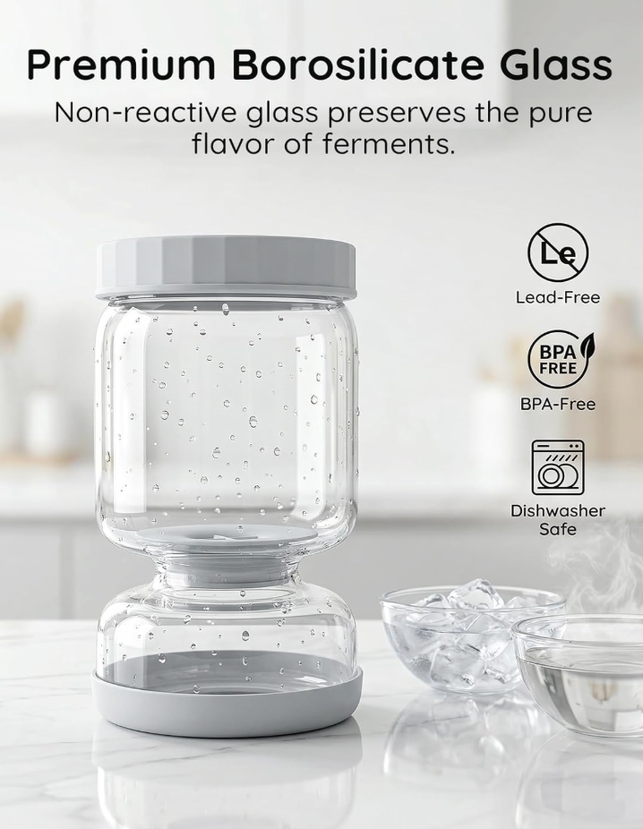 Double Layer Drain Design Glass Pickle Jar