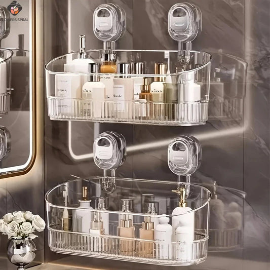 Wall-Mounted Suction Cup Bathroom Organizer