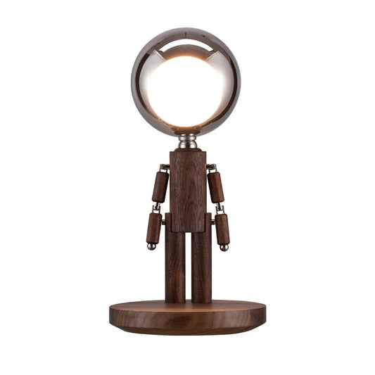 Rechargeable Wooden Robot Desk Lamp with Touch Control