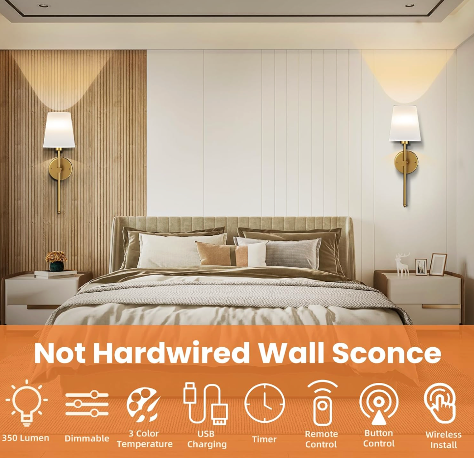 Rechargeable Wall Lamp with Remote Control RGB Lights
