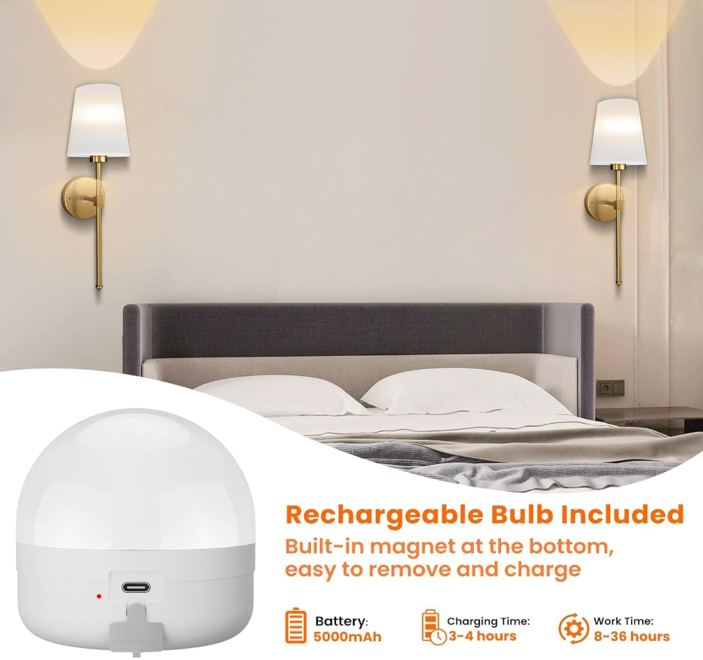 Rechargeable Wall Lamp with Remote Control RGB Lights