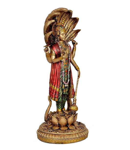 Lord Vishnu Standing Idol  Antique Finish - 12 Inch