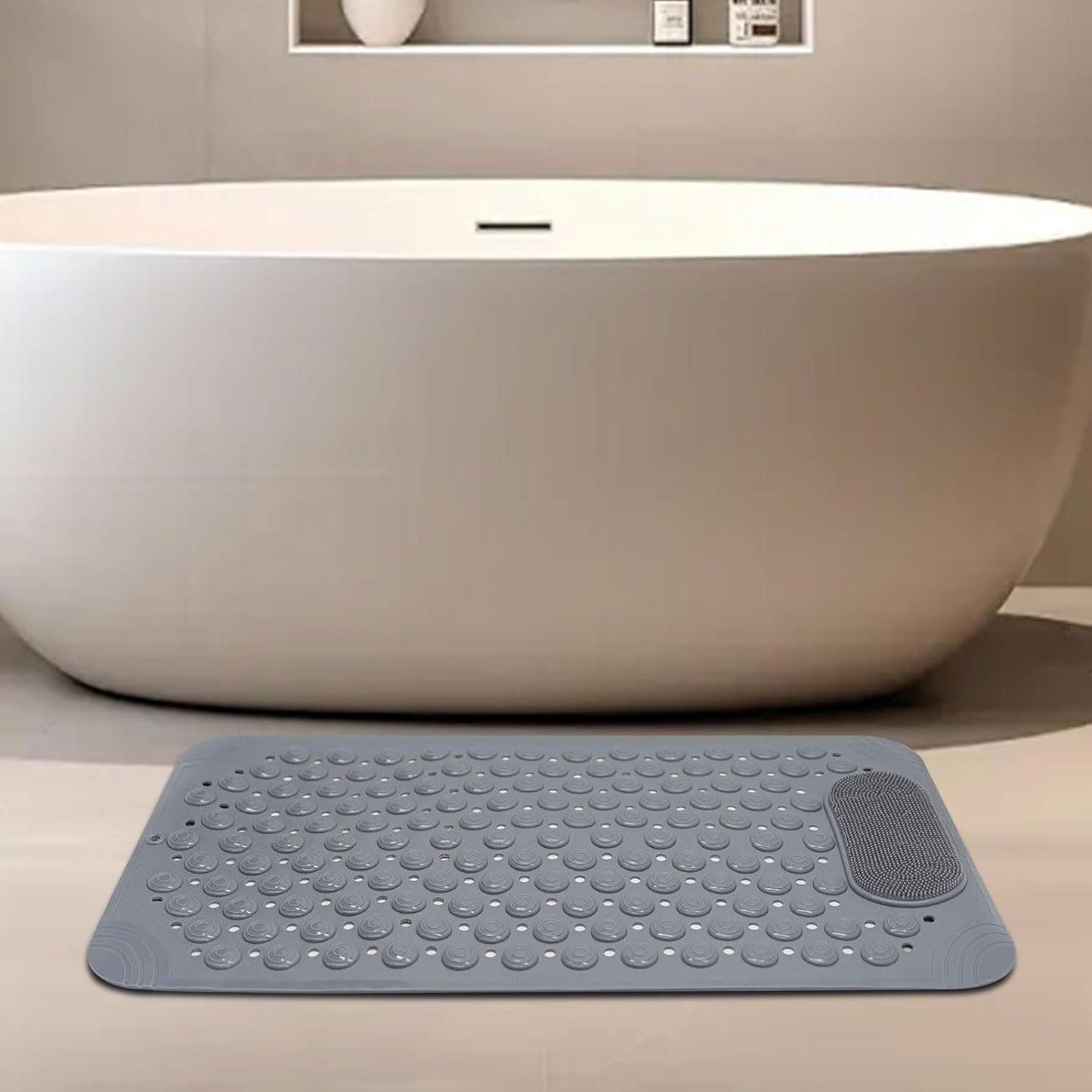 Anti Skid Bath Mat with Foot Scrubber