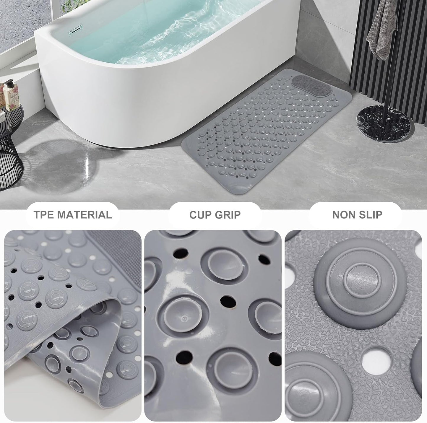 Anti Skid Bath Mat with Foot Scrubber