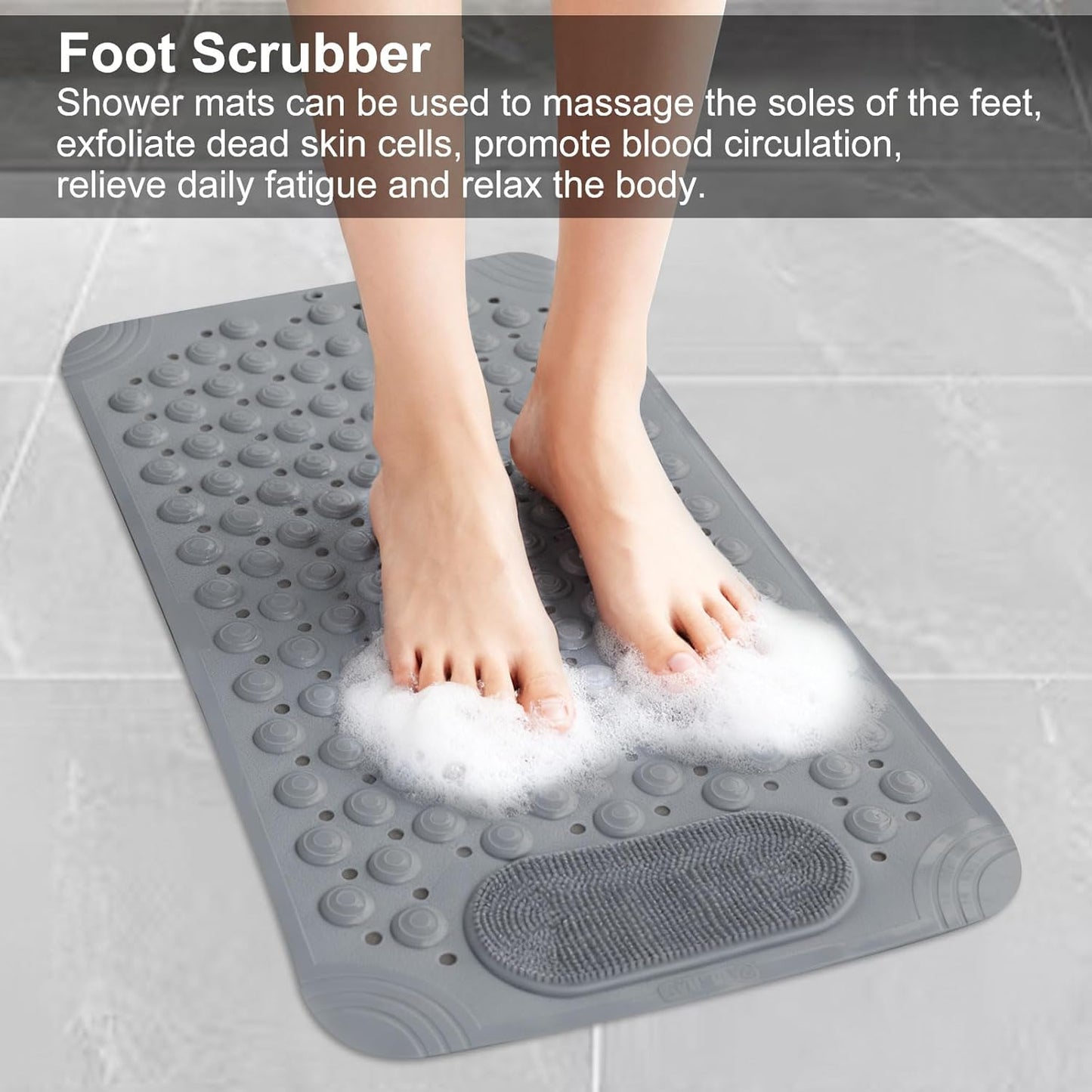 Anti Skid Bath Mat with Foot Scrubber