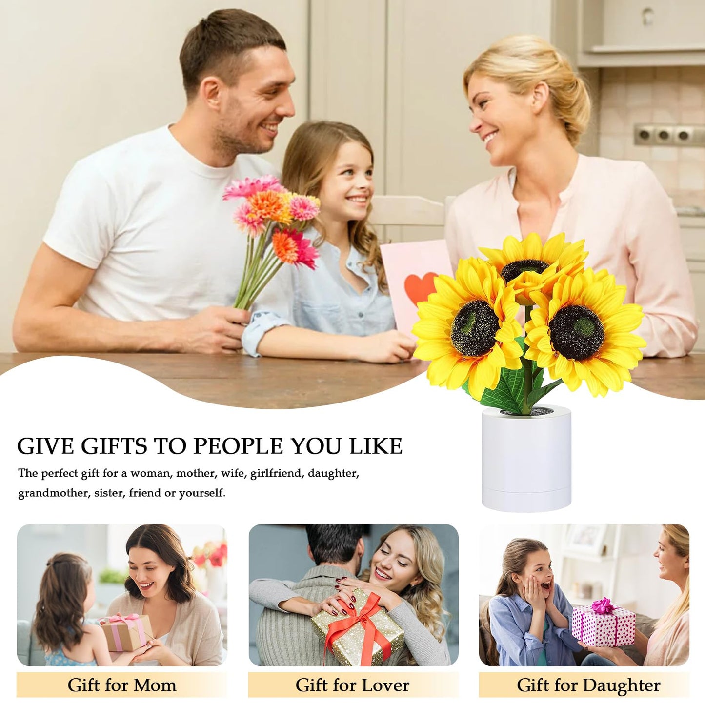 Wireless Sunflower Night Light Lamp (3 Flower Heads)