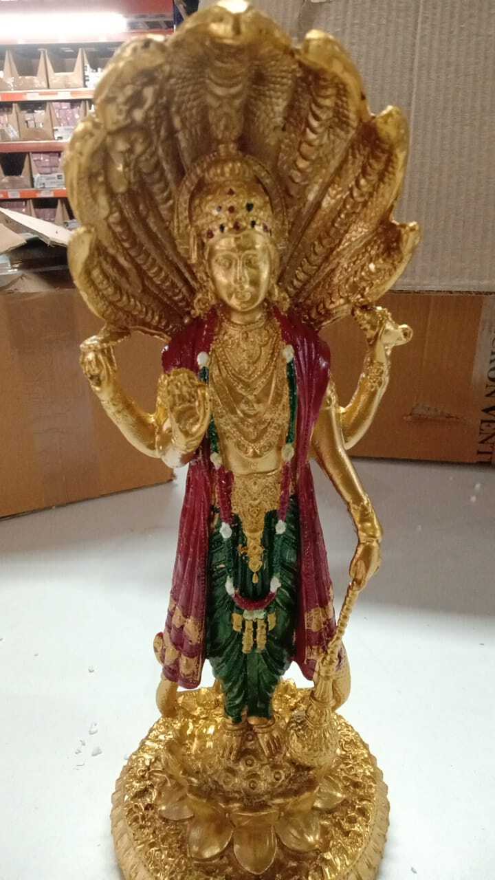Lord Vishnu Standing Idol  Antique Finish - 12 Inch