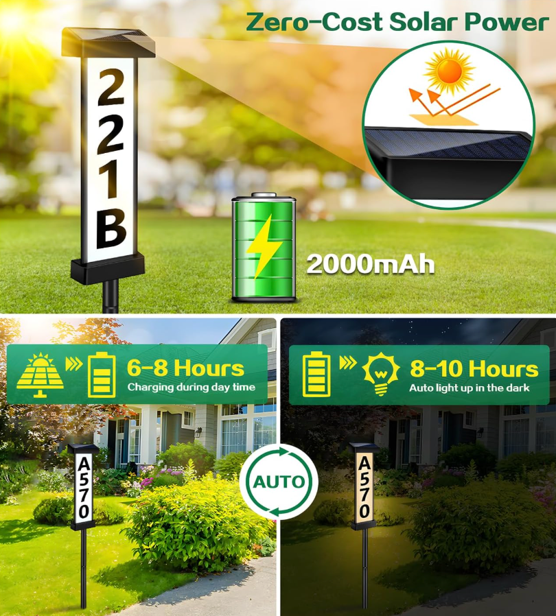 Waterproof Solar LED House Number Light