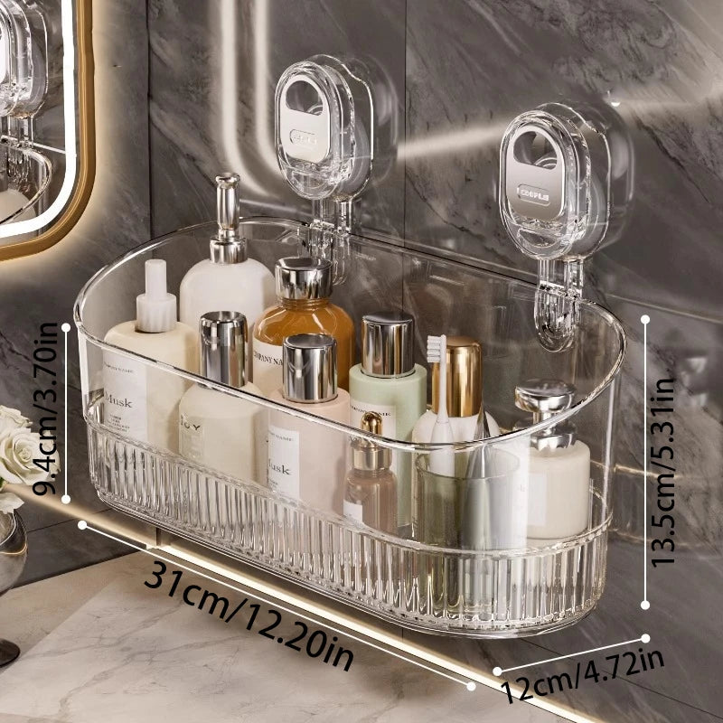 Wall-Mounted Suction Cup Bathroom Organizer