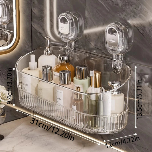 Wall-Mounted Suction Cup Bathroom Organizer