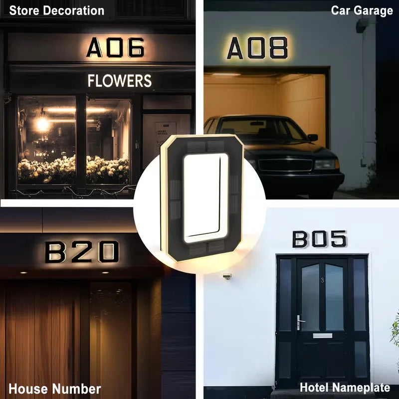 Solar Powered LED Waterproof House Number Light