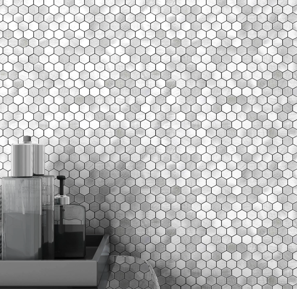 Silver Penny Round Mosaic 3D Wall Tile