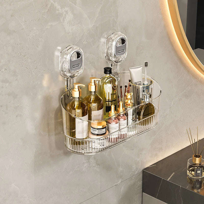 Wall-Mounted Suction Cup Bathroom Organizer