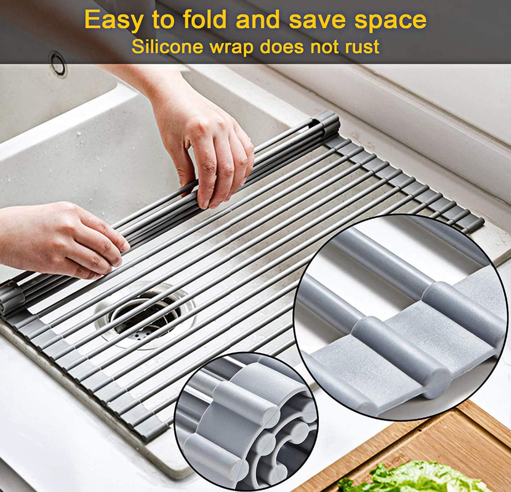 Stainless Steel Draining Rack With Silicone Edge