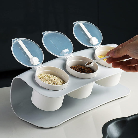 Silicone 3 Compartment Seasoning Storage Box