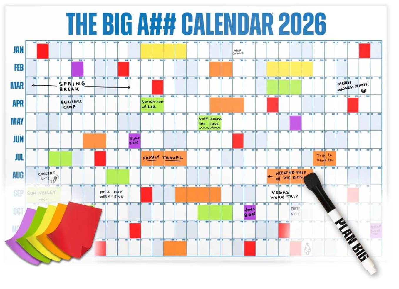 2026 Extra Large Full-Year Wall Calendar