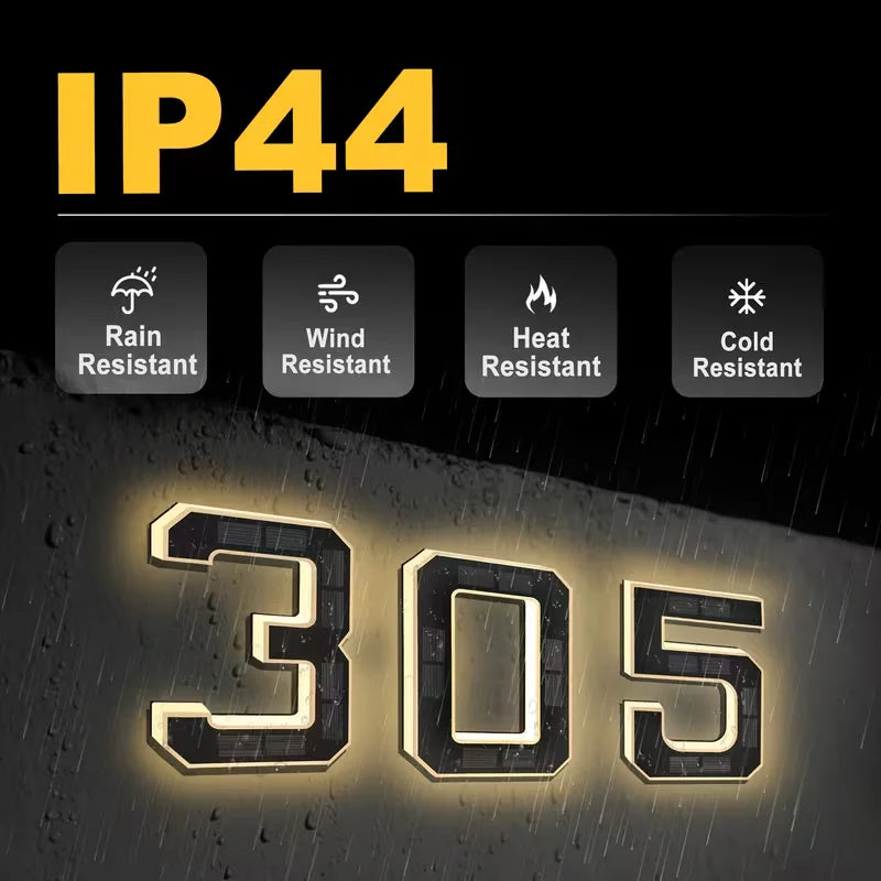 Solar Powered LED Waterproof House Number Light