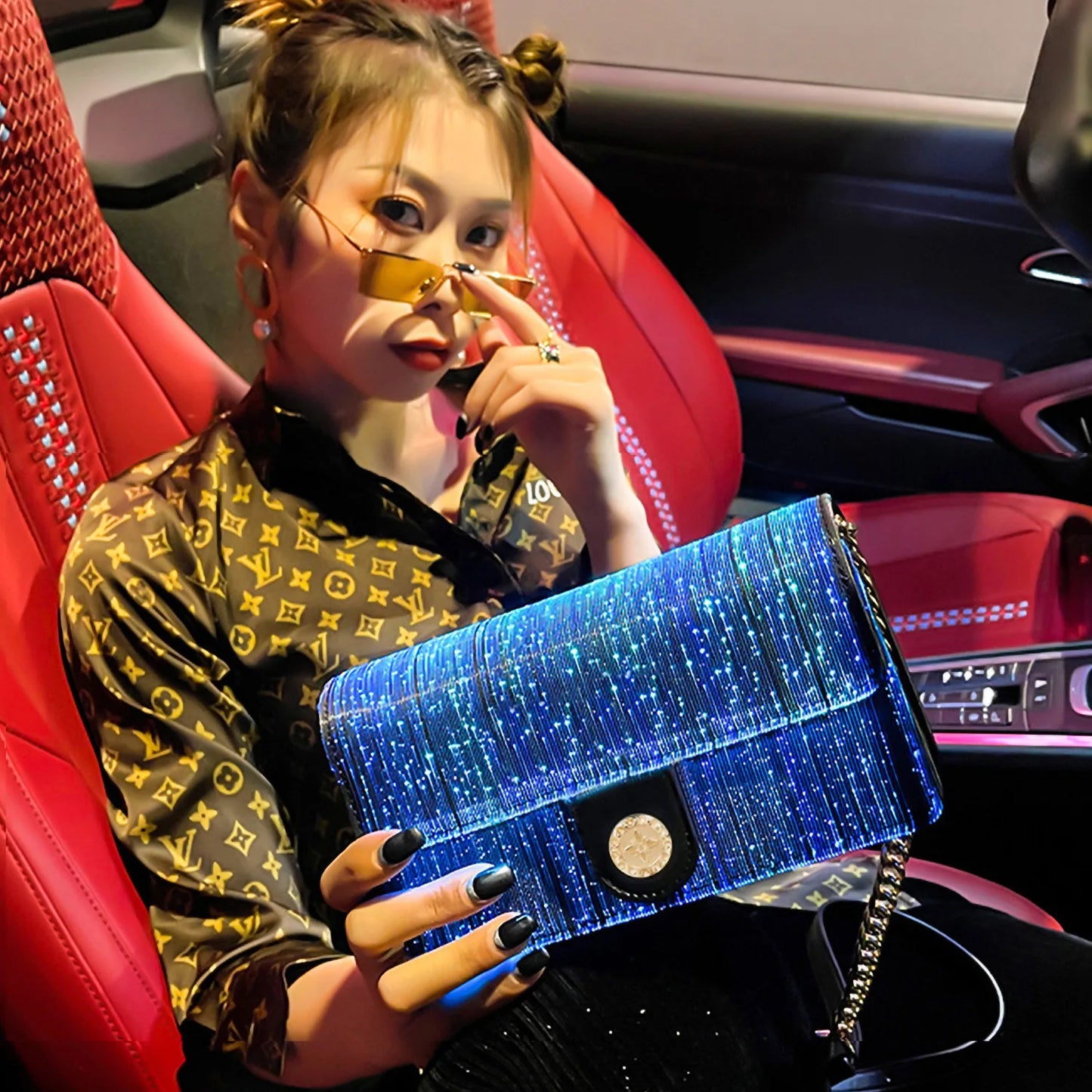 Glow-in-the-Dark Fiber Optic LED Handbag