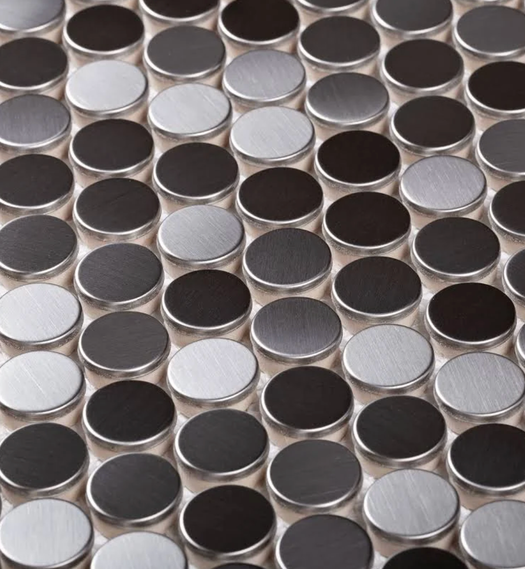 Silver Penny Round Mosaic 3D Wall Tile