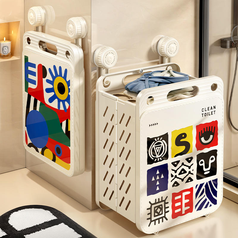 Suction Cup Wall Mounted Foldable Laundry Basket