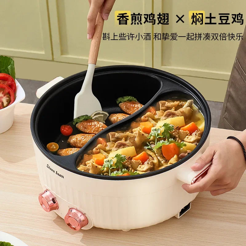 Multi-Functional 2 Compartment Non Stick Electric Hot Pot Boiler