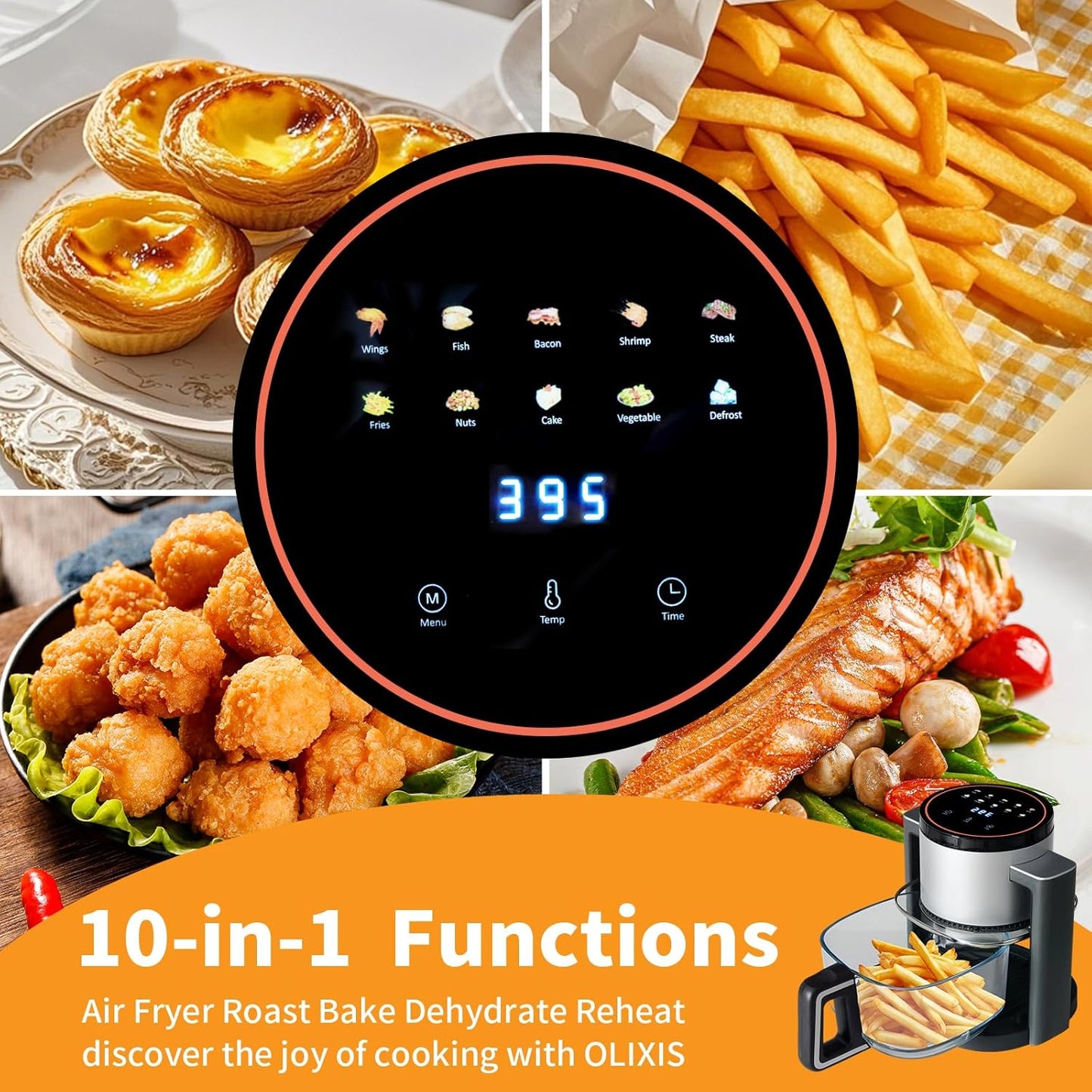 Glass Air Fryer With 10 Preset Cook Modes