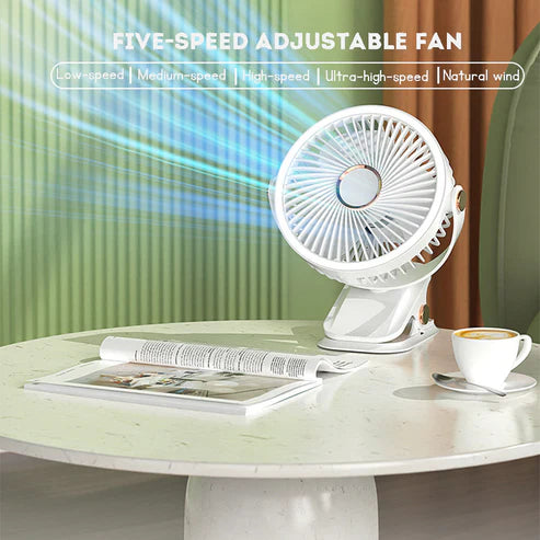 Wireless Portable Mini Clip Fan With Light